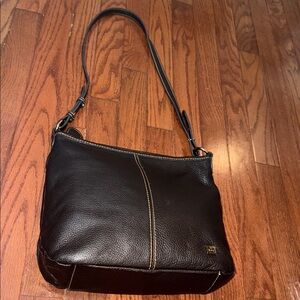 The Sak Dark Brown Pebble Leather Shoulder Bag